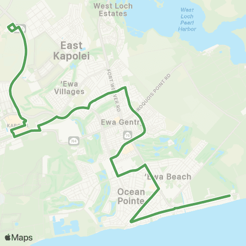 TheBus Keoneae UH West Oahu-Ewa Beach map