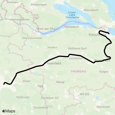 THURBO Weinfelden - Kreuzlingen map