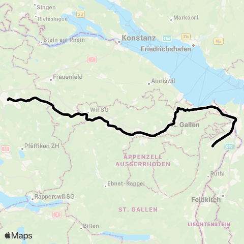 THURBO St. Gallen - Winterthur map