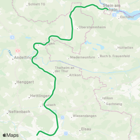 THURBO Stein am Rhein - Winterthur map