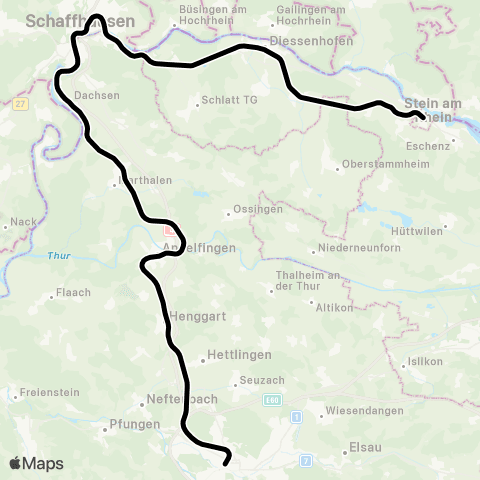 THURBO Schaffhausen - Winterthur map