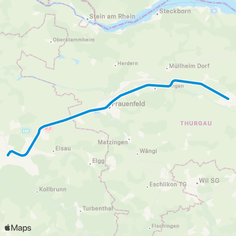THURBO Winterthur - Weinfelden map