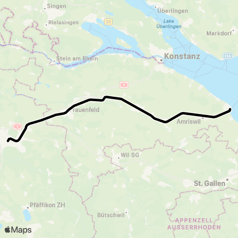 THURBO Winterthur - Romanshorn map