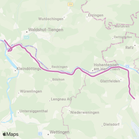 THURBO Waldshut - Bülach map