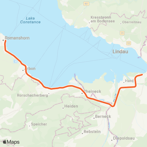 THURBO Rorschach - Weinfelden map