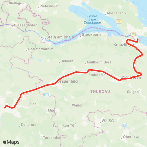THURBO Konstanz - Winterthur map
