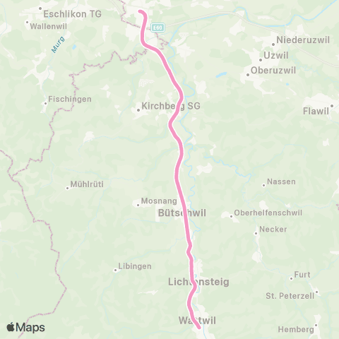 THURBO Wattwil - Wil SG map