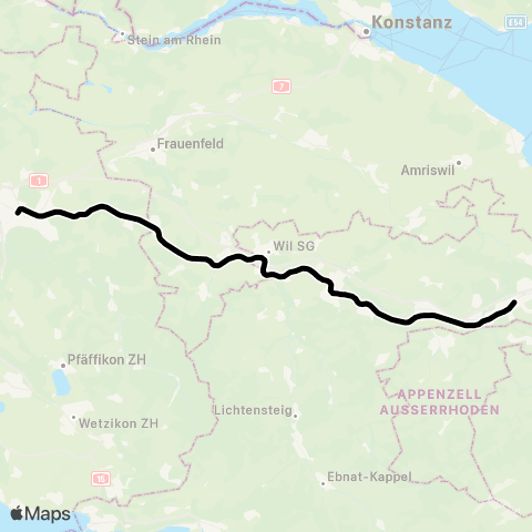 THURBO St. Gallen - Winterthur map