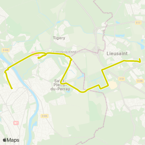 Île-de-France Mobilités Gare de Corbeil-Essonnes <> Gare de Lieusaint - Moissy map