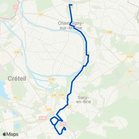 Île-de-France Mobilités Les Boullereaux <> Gare de Boissy-St-Léger map