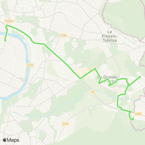 Île-de-France Mobilités Gare de Champigny <> Ccial les 4 Chênes map