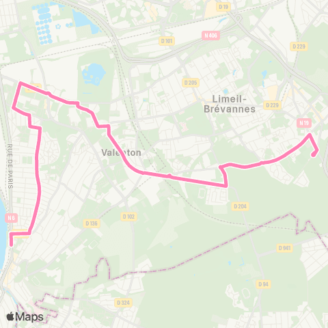 Île-de-France Mobilités Créteil - l'Échat <> La Végétale (Dépose) map