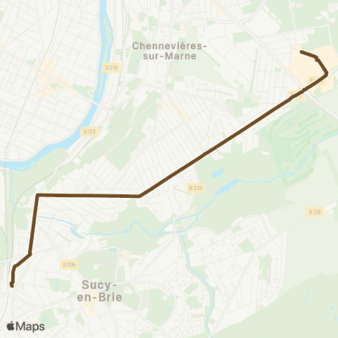 Île-de-France Mobilités Gare de Sucy-Bonneuil <> Ctre comm. Pince Vent map