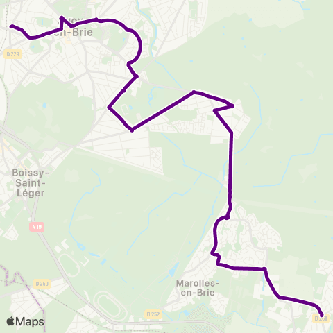 Île-de-France Mobilités École des Bruyères <> Sucy - Bonneuil RER map