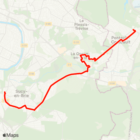 Île-de-France Mobilités Gare d'Émerainville - Pontault-Combault <> Gare de Sucy-Bonneuil map