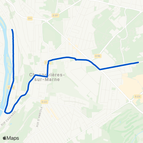 Île-de-France Mobilités Lycée Champlain <> Moulin Vert map