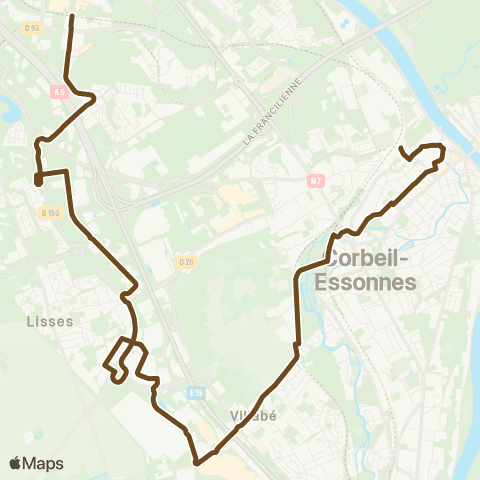 Île-de-France Mobilités Gare de Corbeil-Essonnes <> Gare d'Évry-Courcouronnes Ctre map