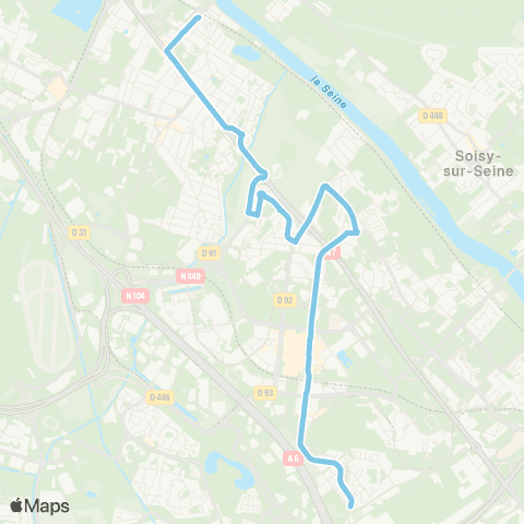 Île-de-France Mobilités Gare de Ris-Orangis Val de Ris <> Aunettes map