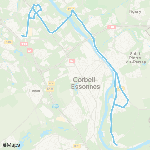 Île-de-France Mobilités Rue Bourgoin / Saintry Entrée <> Lycée Brassens map