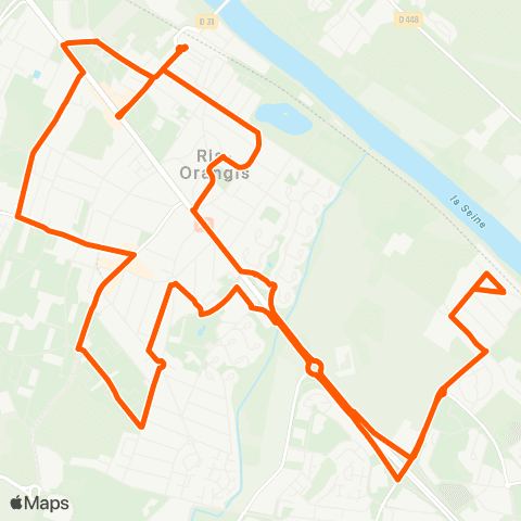 Île-de-France Mobilités Gare de Ris-Orangis Val de Ris <> Gare de Ris-Orangis Val de Ris map