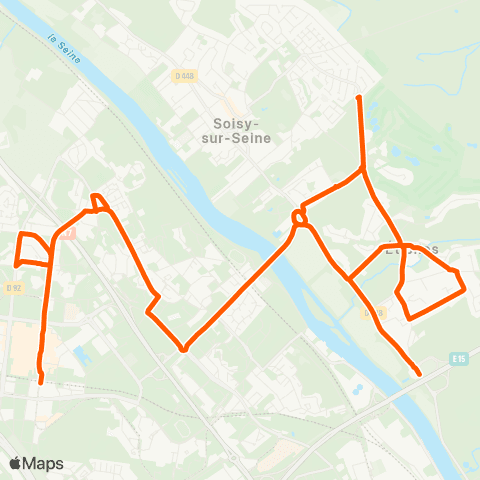 Île-de-France Mobilités Gare d'Évry-Courcouronnes <> Résidence la Vallée map