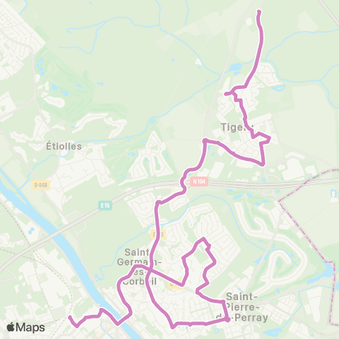 Île-de-France Mobilités Gare de Corbeil-Essonnes <> Petit Sénart map