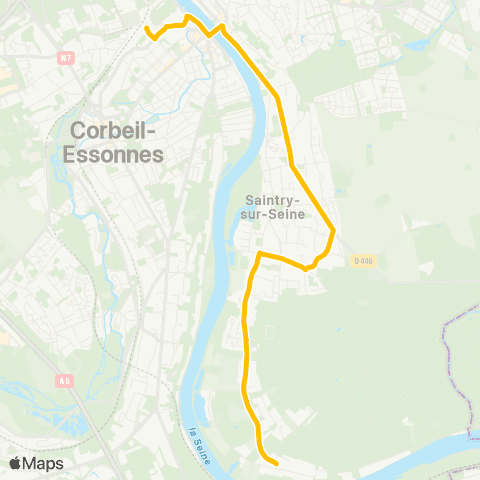 Île-de-France Mobilités Hameau de Seine <> Gare de Corbeil-Essonnes map