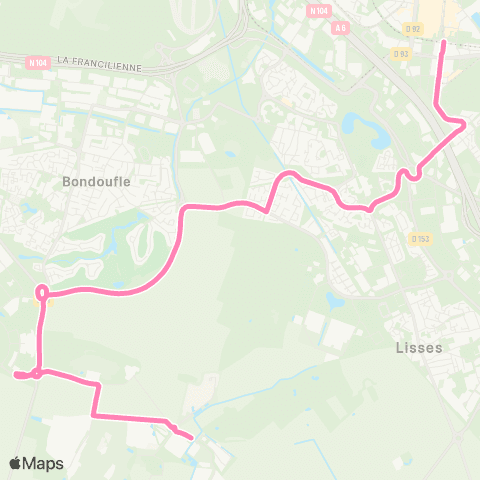 Île-de-France Mobilités Ctre de Traitement <> Gare d'Évry-Courcouronnes Ctre map
