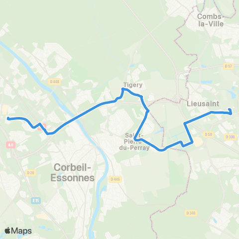 Île-de-France Mobilités Gare d'Évry-Courcouronnes <> Gare de Lieusaint - Moissy map