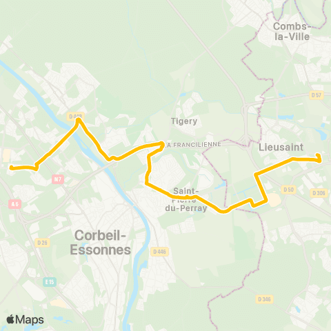 Île-de-France Mobilités Gare d'Évry-Courcouronnes <> Gare de Lieusaint - Moissy map