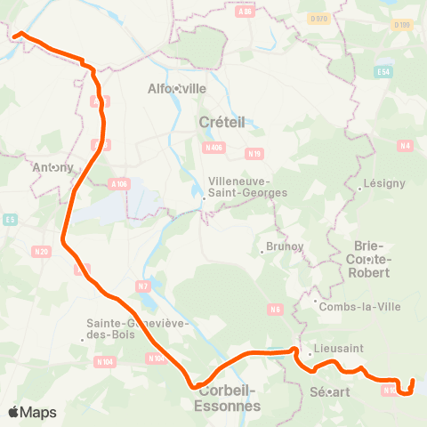 Île-de-France Mobilités Pte de St-Cloud - Murat <> Safran Montereau map