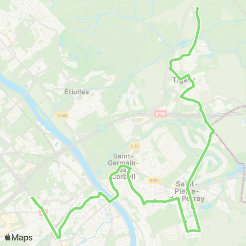 Île-de-France Mobilités Lycée Robert Doisneau <> Petit Sénart map