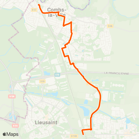 Île-de-France Mobilités Gare de Combs-la-Ville - Quincy <> Gare de Lieusaint - Moissy map