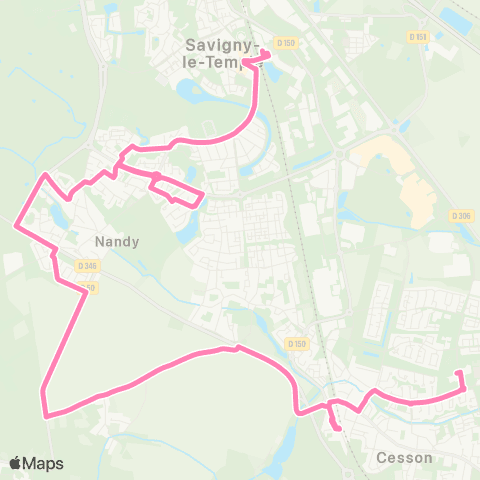 Île-de-France Mobilités Lycée Sonia Delaunay <> Gare de Savigny - Nandy map