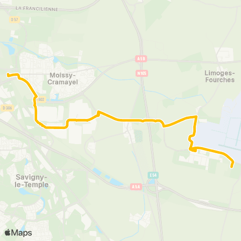 Île-de-France Mobilités Adrienne Bolland <> Gare de Lieusaint - Moissy map