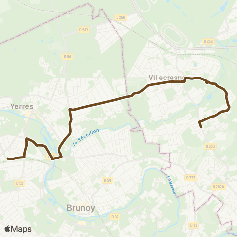 Île-de-France Mobilités Radio <> Gare de Yerres map