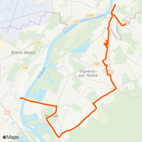 Île-de-France Mobilités Juvisy Gare rout. Seine <> Gare de Villeneuve map