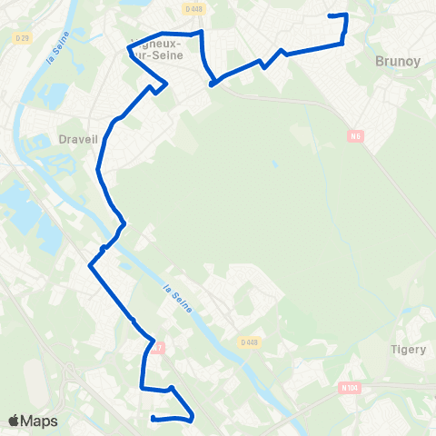 Île-de-France Mobilités Gare rout. d'Yerres <> Gare d'Évry-Courcouronnes Ctre map