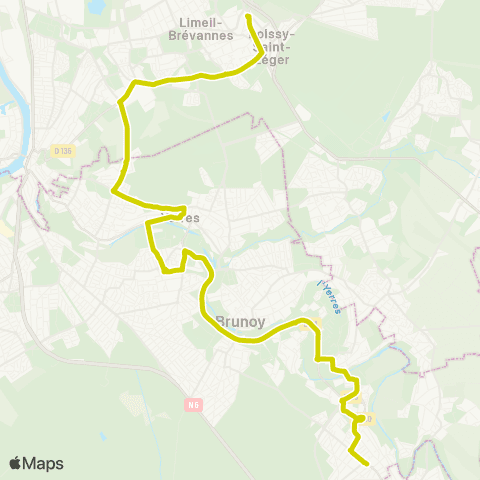 Île-de-France Mobilités Lycée Louis Armand <> Hôtel de Ville / Quincy-sous-Sénart map