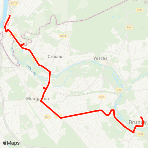 Île-de-France Mobilités Gare de Villeneuve <> Gare de Brunoy map
