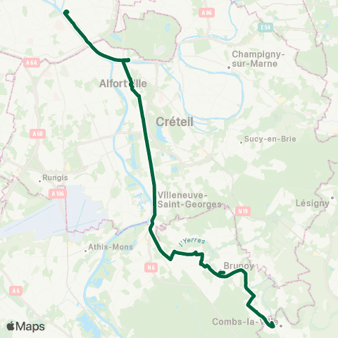 Île-de-France Mobilités Gare de Lyon - Van Gogh <> Gare de Combs-la-Ville - Quincy map