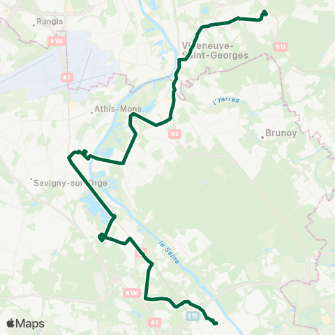 Île-de-France Mobilités Gare de Boissy-St-Léger <> Gare de Corbeil-Essonnes map