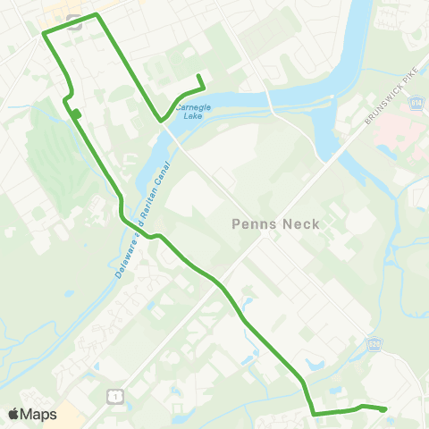 TigerTransit Princeton Junction to Stadium Dr Garage map