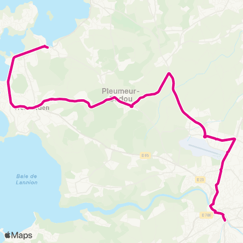 TILT Trégastel - Lannion via Pleumeur-Bodou et Trébeurden map