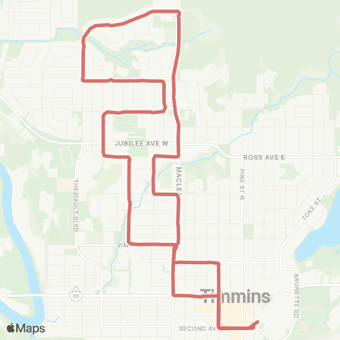 Timmins Transit Westmount map