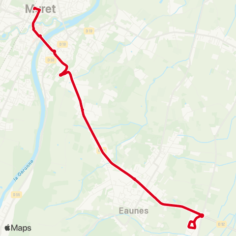 Tisséo Muret Gare SNCF - Parvis / Eaunes ZAC du Mandarin map