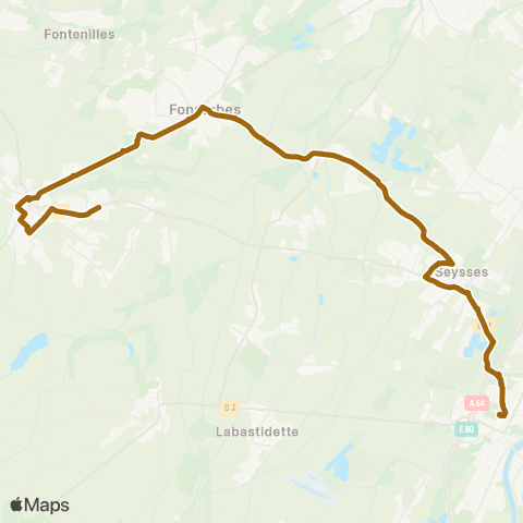 Tisséo Muret Gare SNCF - Cimetière / St-Lys ZA du Boutet map