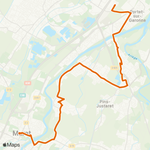Tisséo Muret Gare SNCF - Parvis / Portet Gare SNCF (par Saubens) map