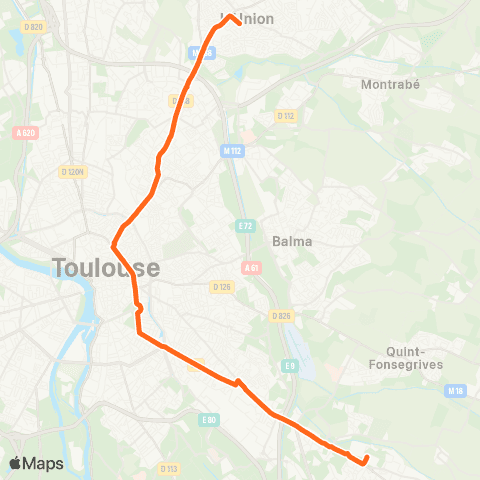 Tisséo L'Union Gde Halle / St-Orens Ctre comm. map