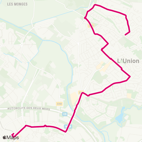 Tisséo Borderouge / L'Union Malbou map